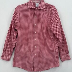 Brooks Brothers Regent Shirt 15.5 32/33 Red Gingham Check Non Iron Cotton Mens